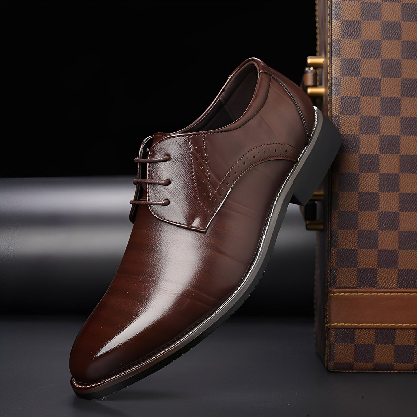 Beckham - Chaussures habillées à lacets pour hommes avec motif brogue