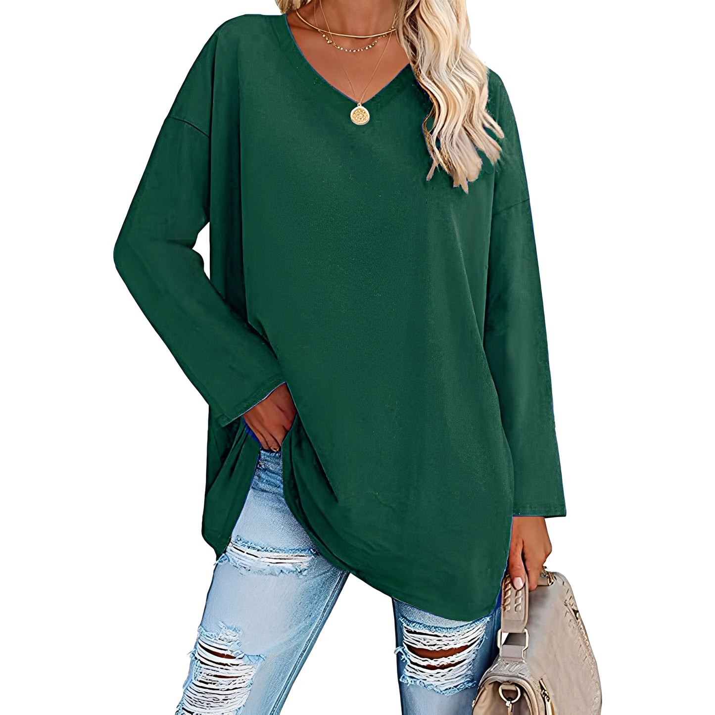 Laëtitia - Elegant loose long-sleeved blouse for women