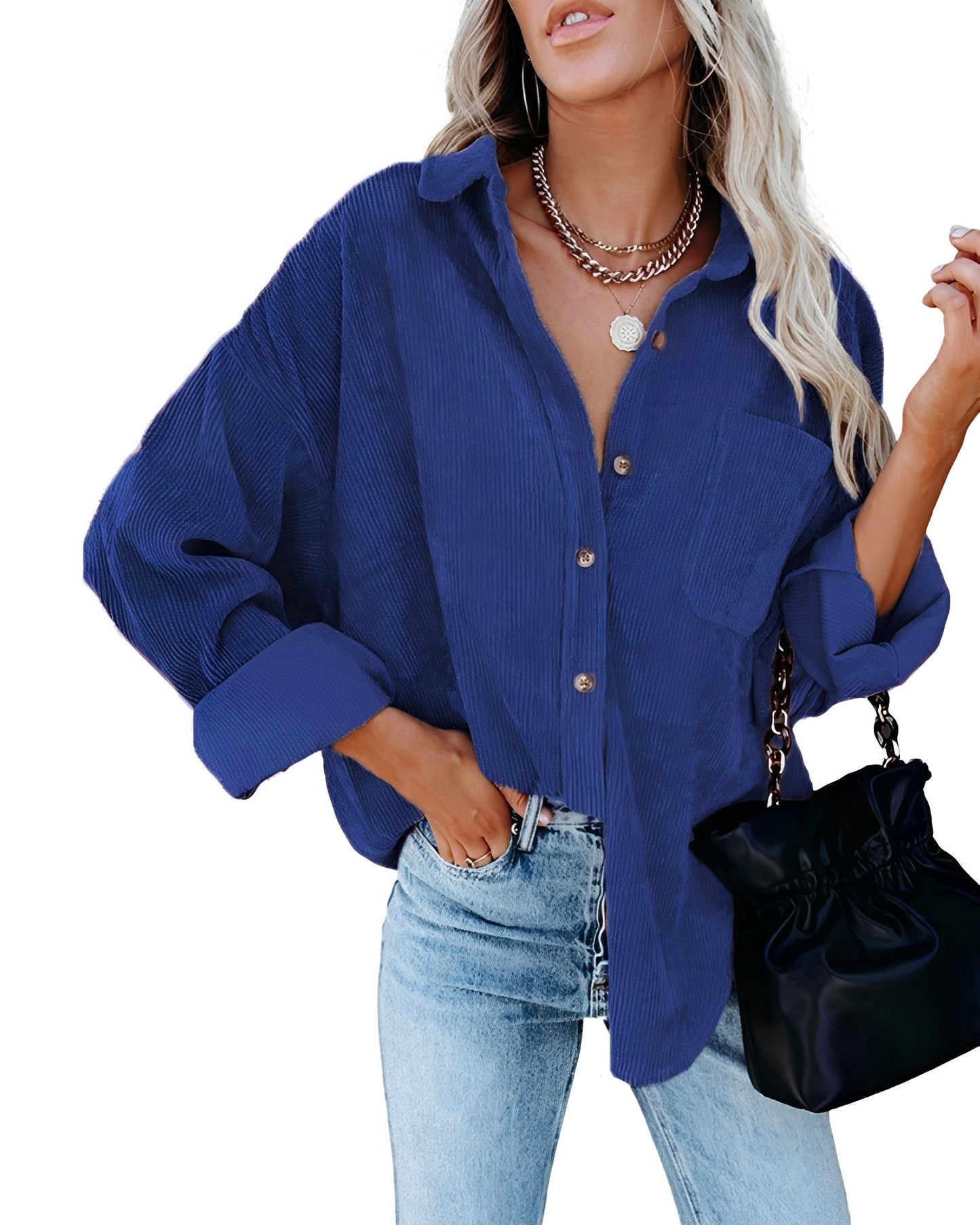 Jemima - Locker sitzendes und lässiges Poloshirt aus Kordvelours für Damen