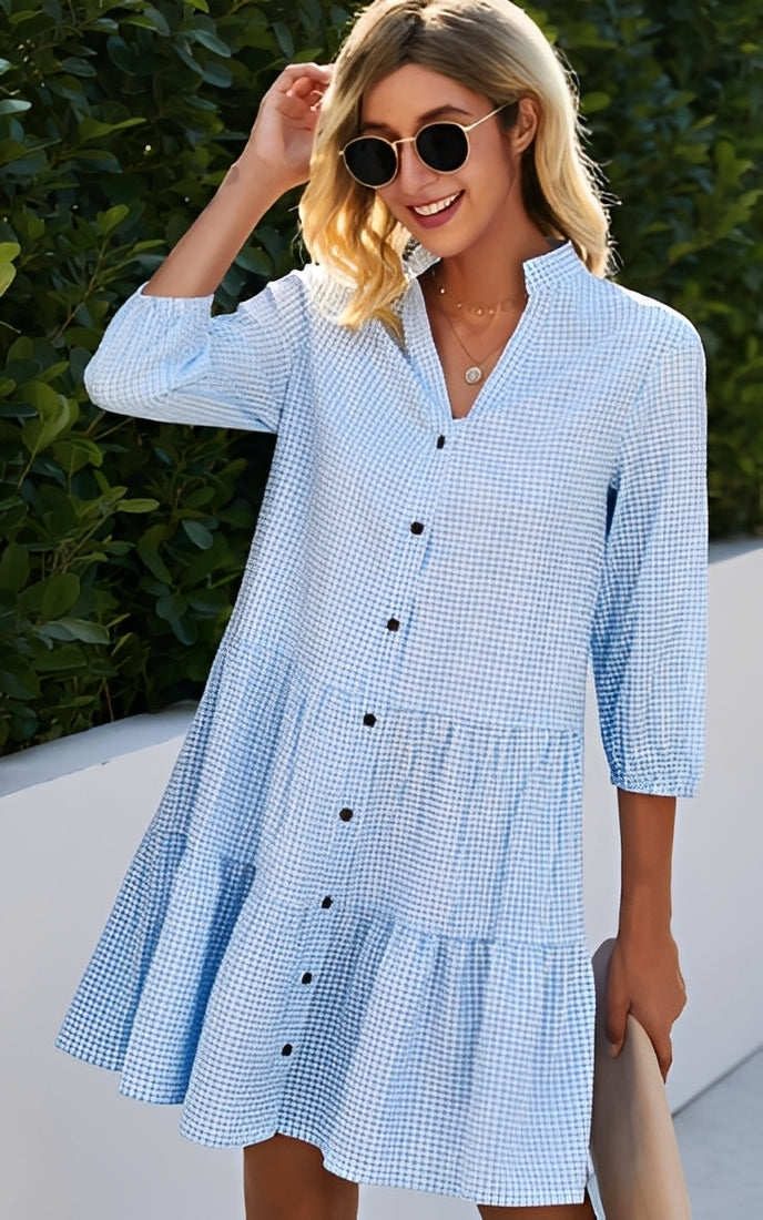 Nicole - Élégante robe fluide à carreaux pour femmes