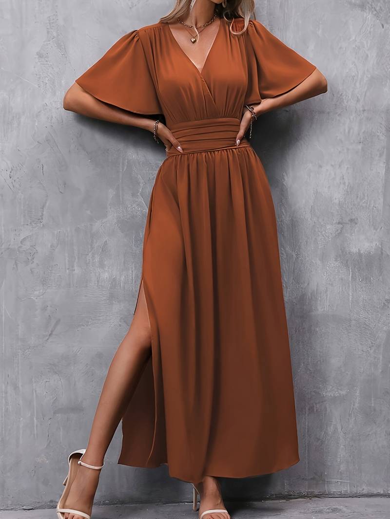 Juliette – Robe Col Volant et Taille Plissée pour Femme