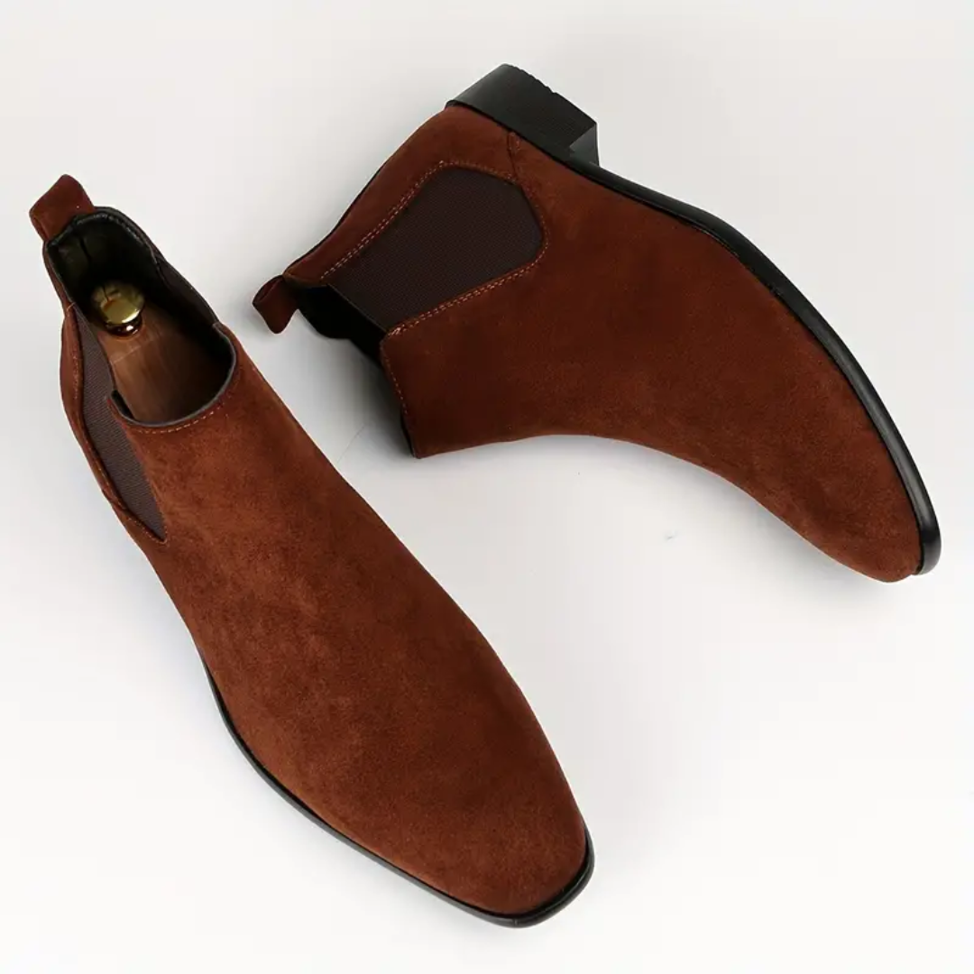 Dario – Bottes Chelsea en Cuir Véritable avec Talon Bas