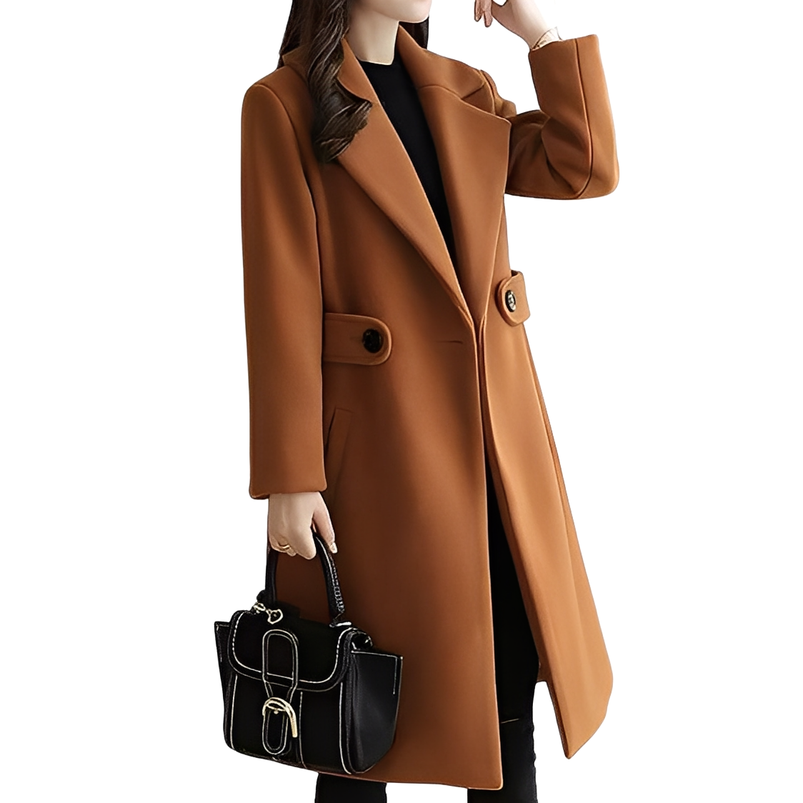 Kaylie - Elegant wool coat above the knee for women