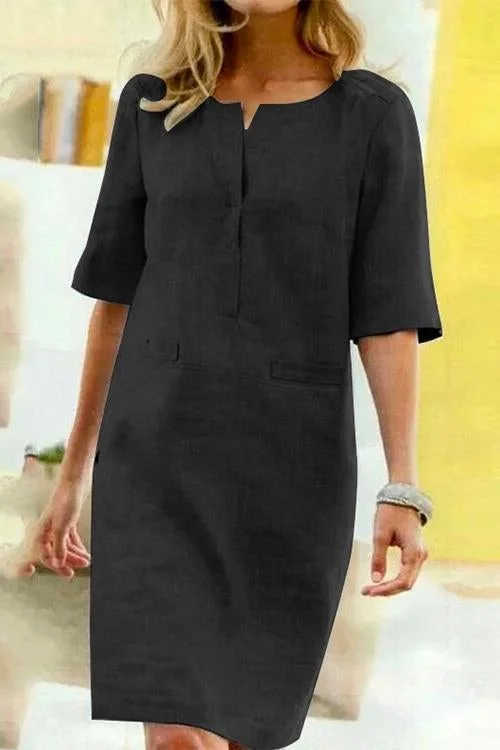 Alessandra - Dress in Cotton and Linen with Light Comfort