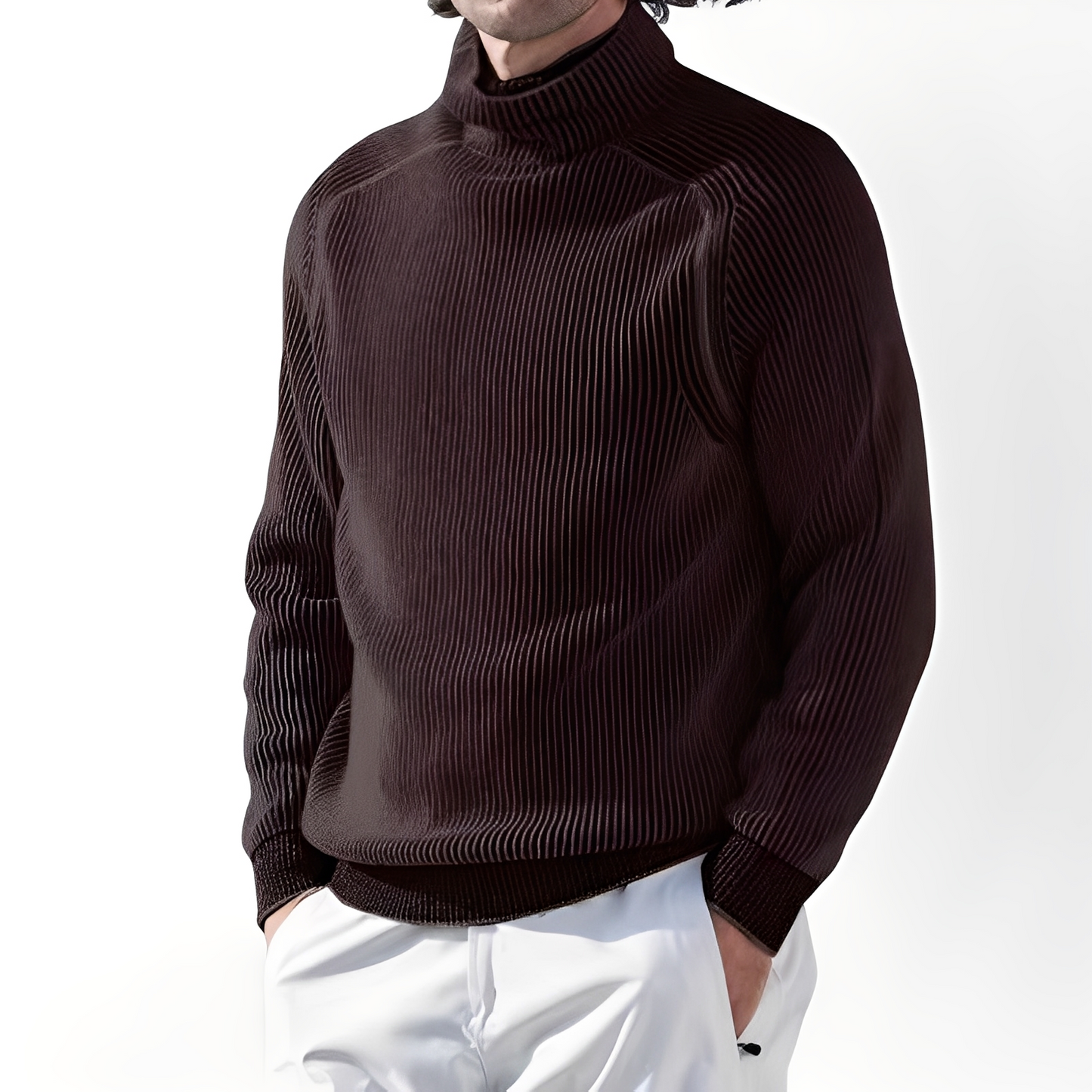 Jarrett - Pull pour homme en cachemire avec col haut, style relax