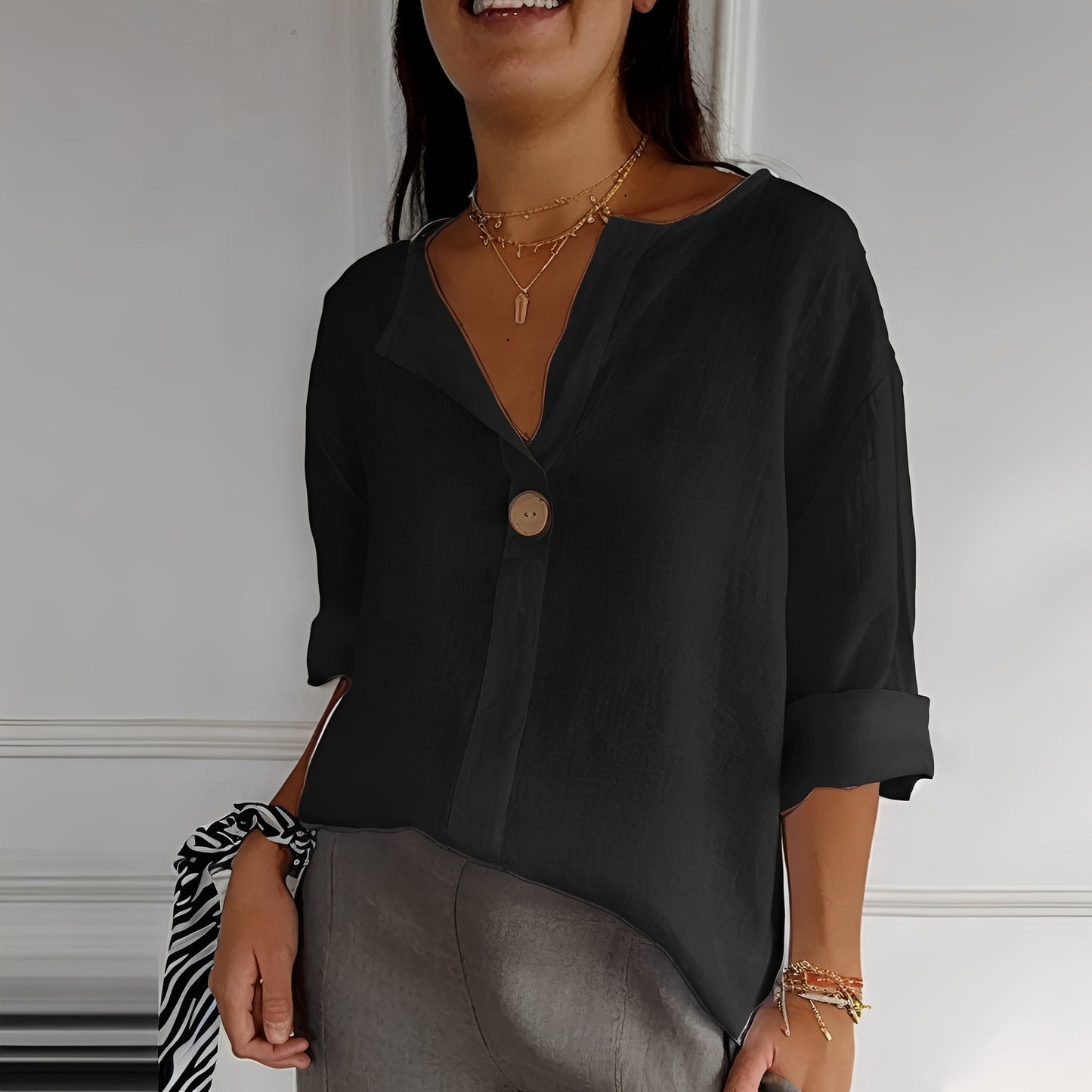 Noémie - Chemisier léger à col en V pour femme