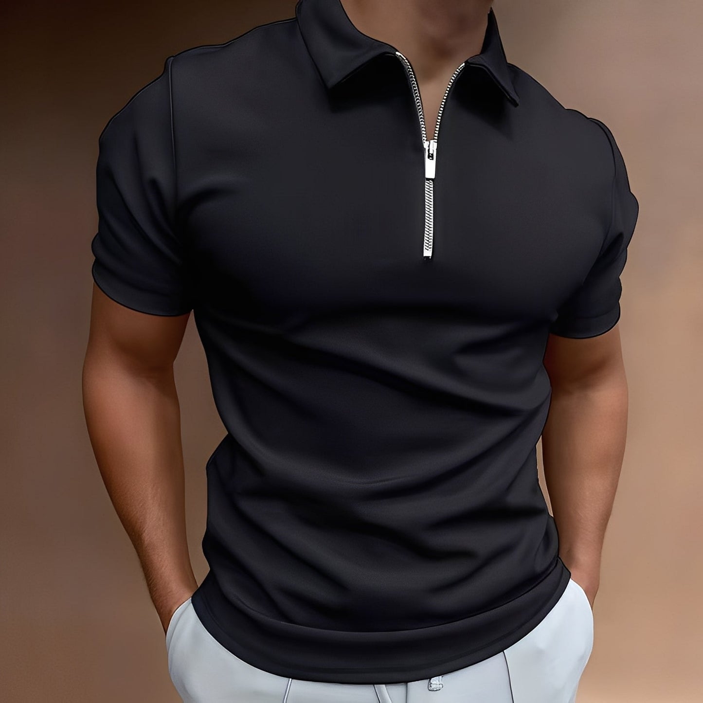 Hubert - Polo chic avec zip pour hommes