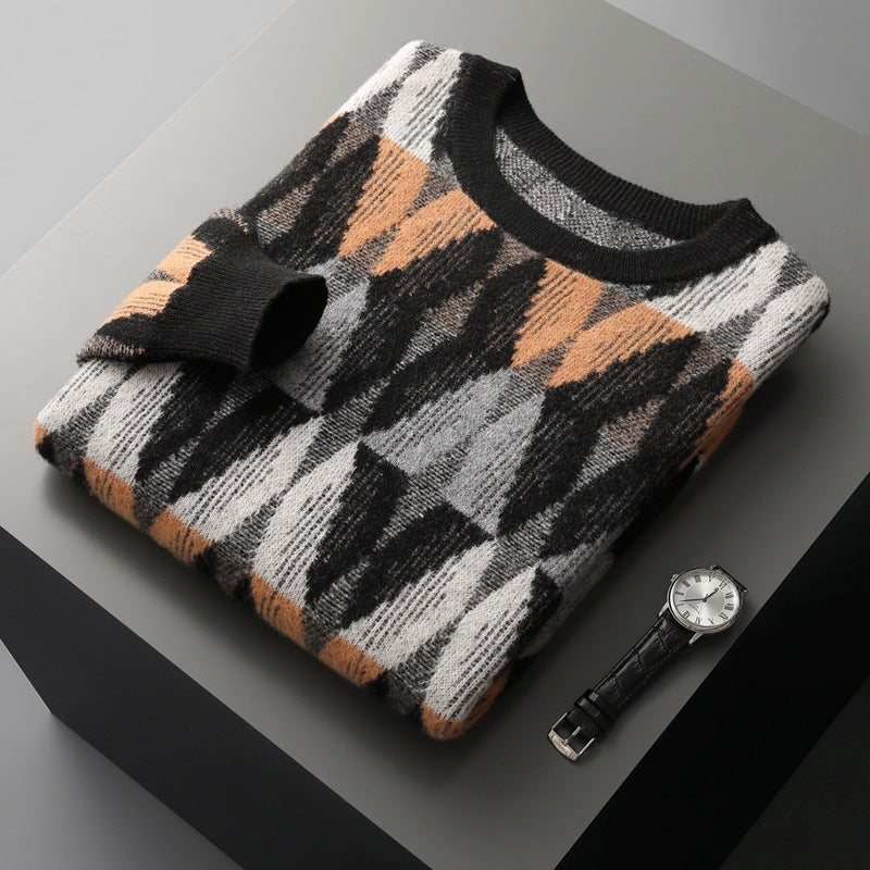 Hank - Herrenpullover mit geometrischem Muster und elegantem Schnitt