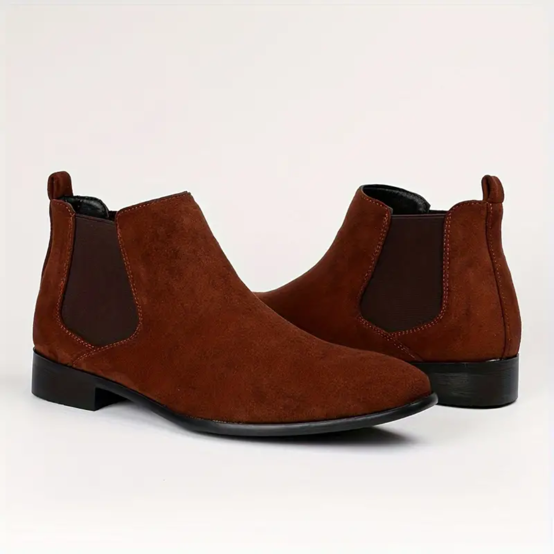 Dario – Bottes Chelsea en Cuir Véritable avec Talon Bas
