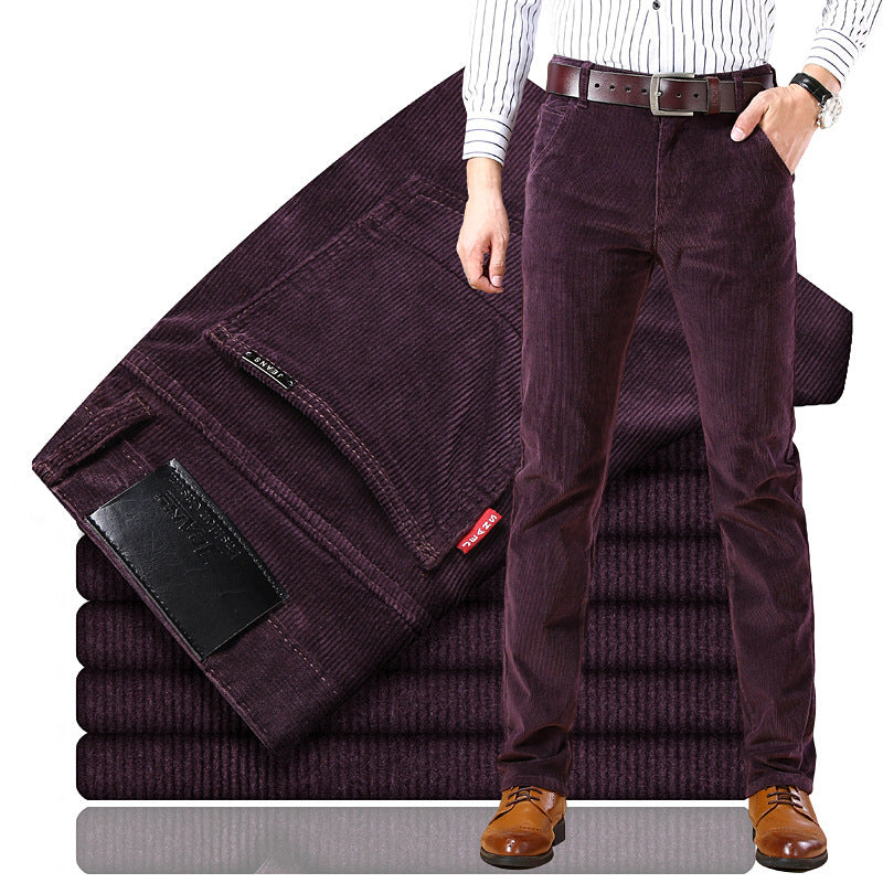 Douglas - Pantalon homme vintage en velours côtelé élastique