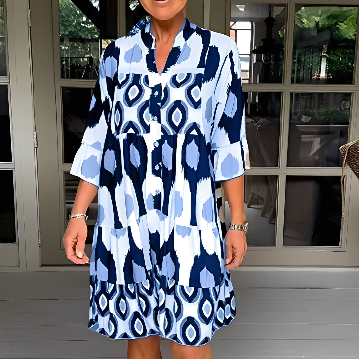 Floriane - Loose printed dress for woman