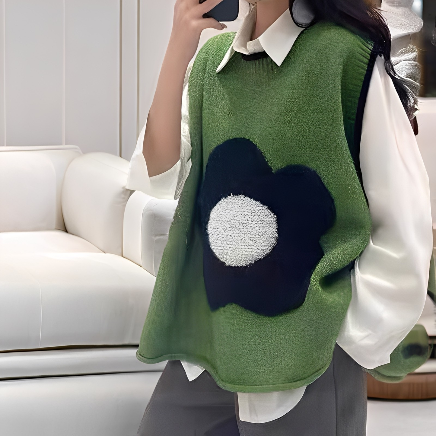 Lavina - Veste décontractée en tricot avec fleurs pour femmes