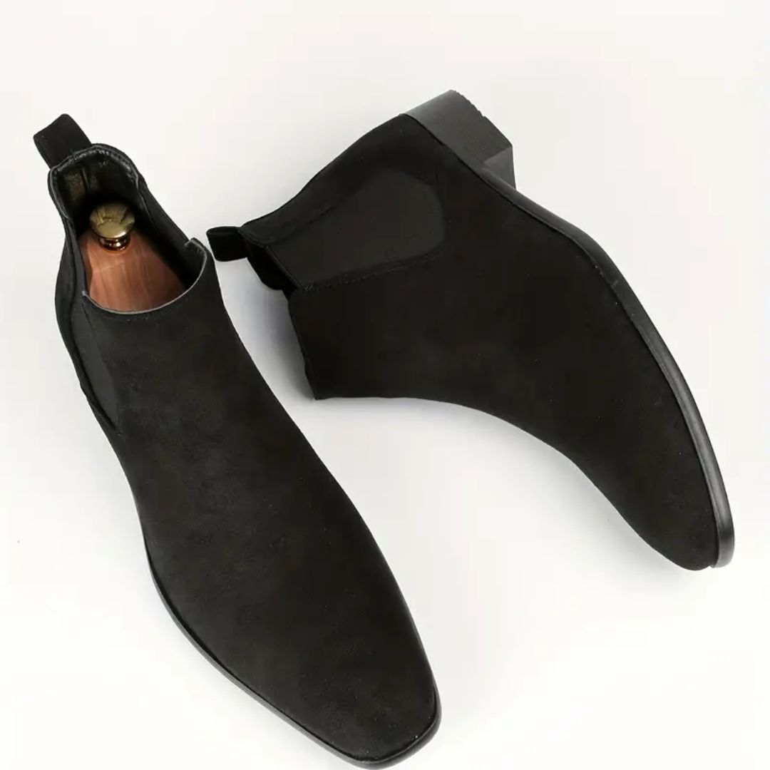 Dario – Bottes Chelsea en Cuir Véritable avec Talon Bas