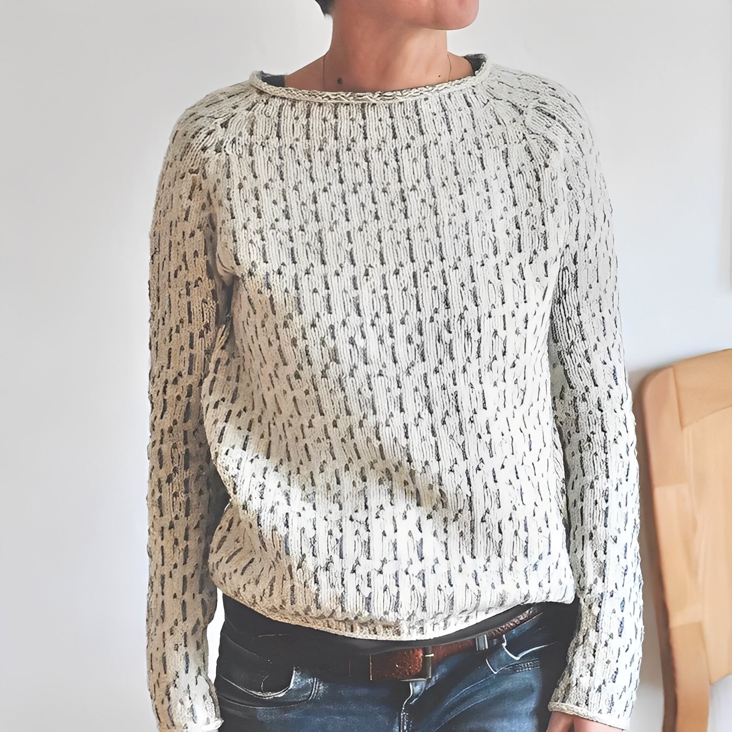 Lucrèce - Casual knitted sweater with boat neckline for women