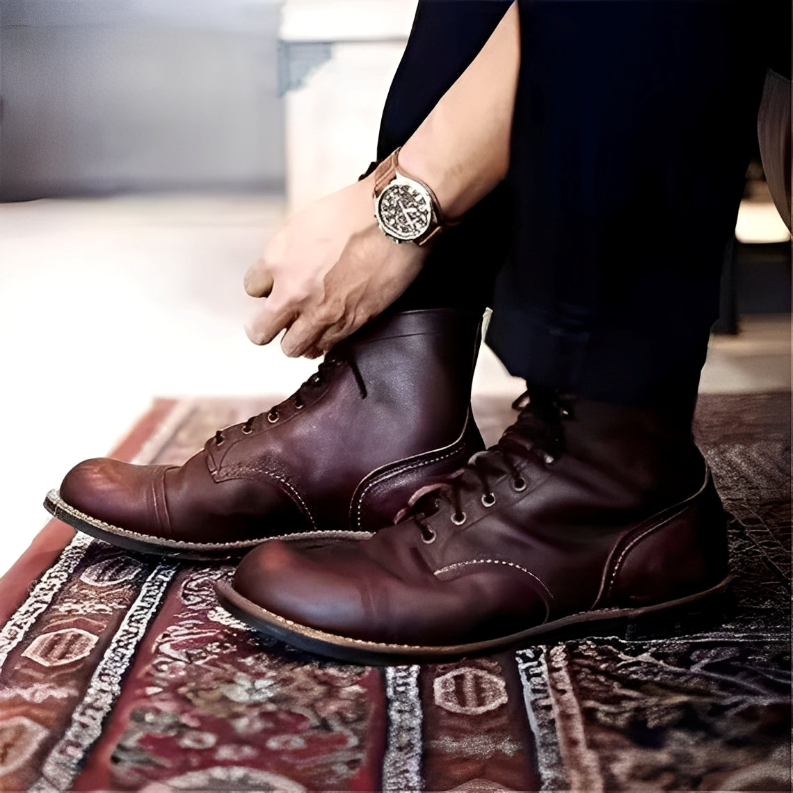 Lucrèce - Bottines lacées en cuir pour homme, modèle hiver