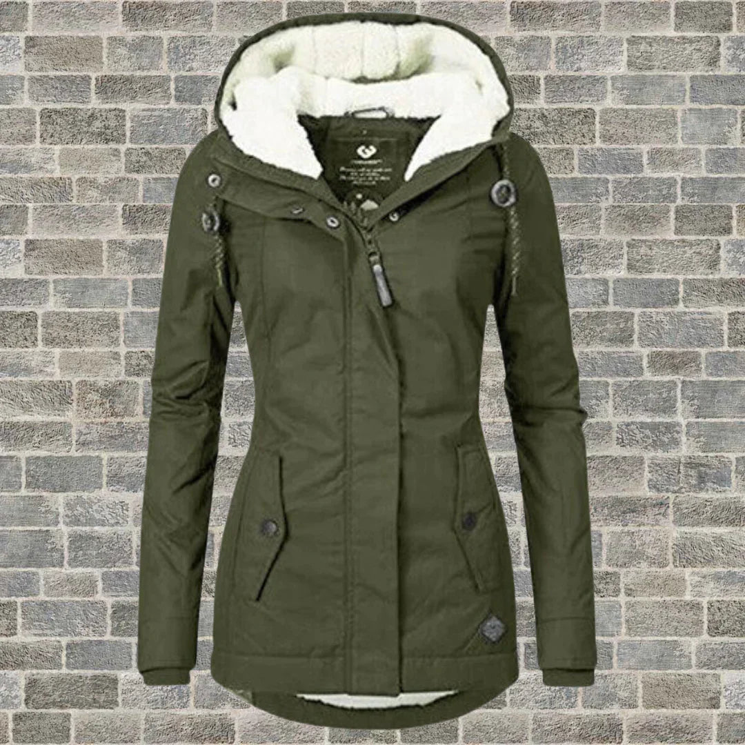 Camila – Manteau en coton plissé avec capuche