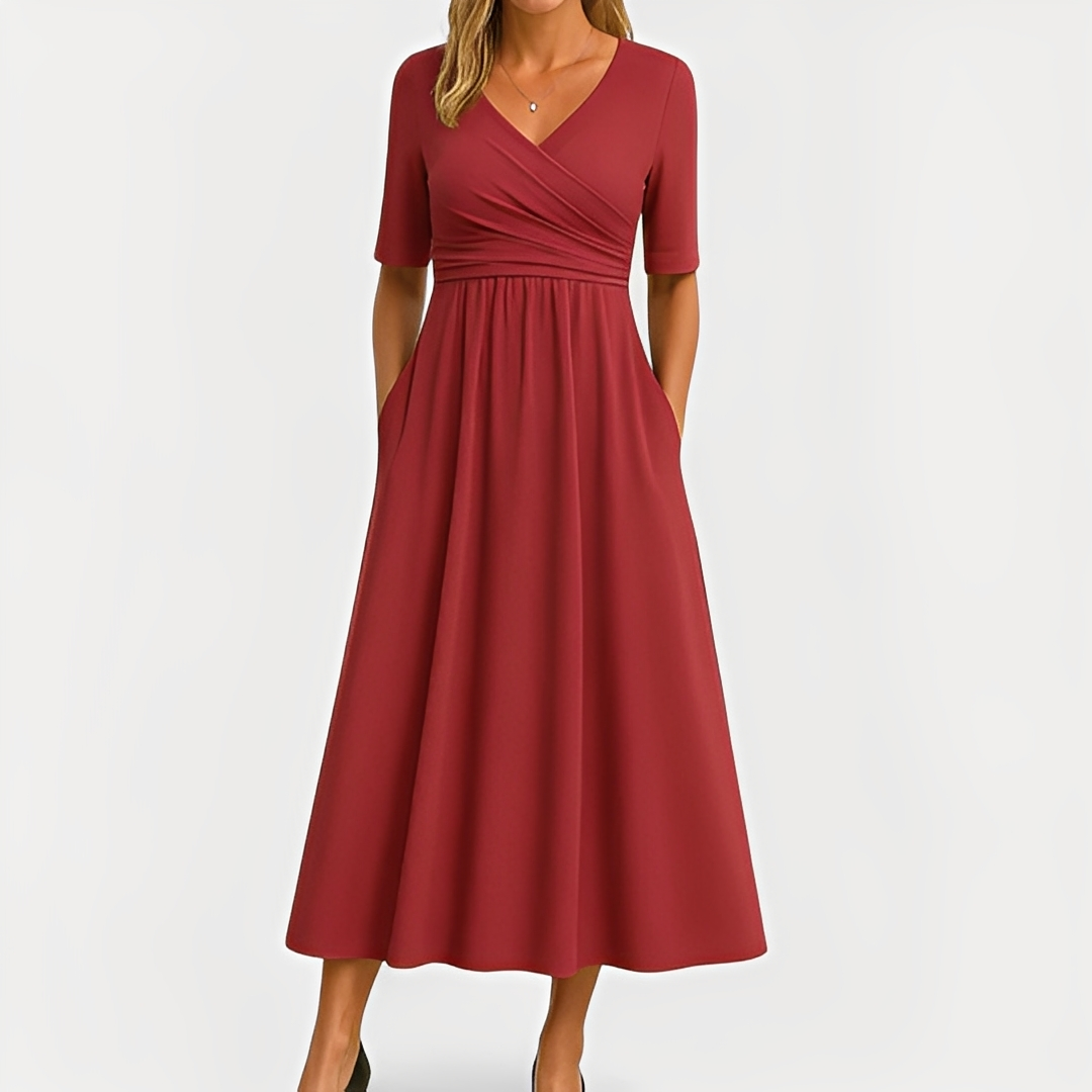 Maïka - Elegantes Kleid mit V-Ausschnitt für Damen