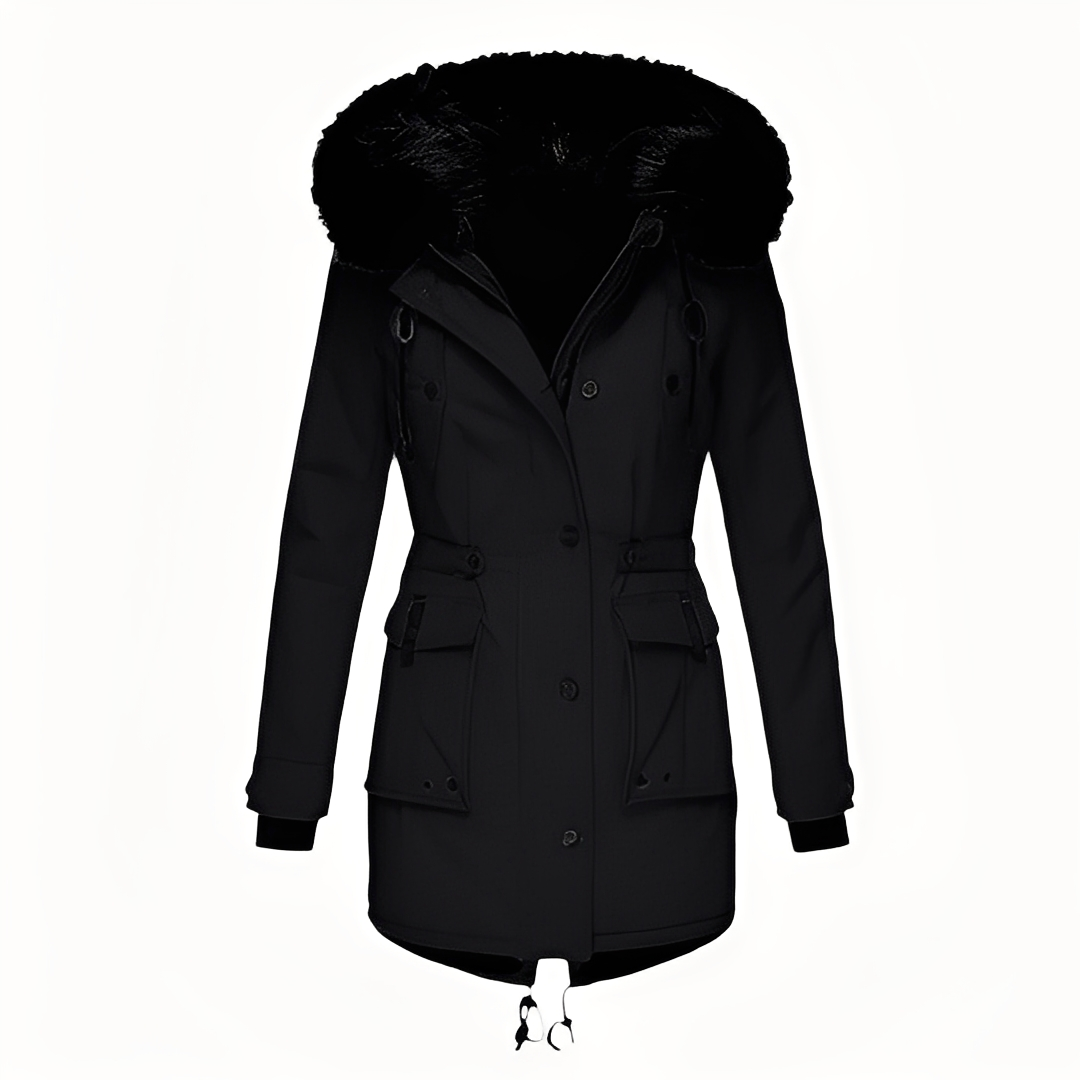 Mathurine - Warm winter coat with hood for women
