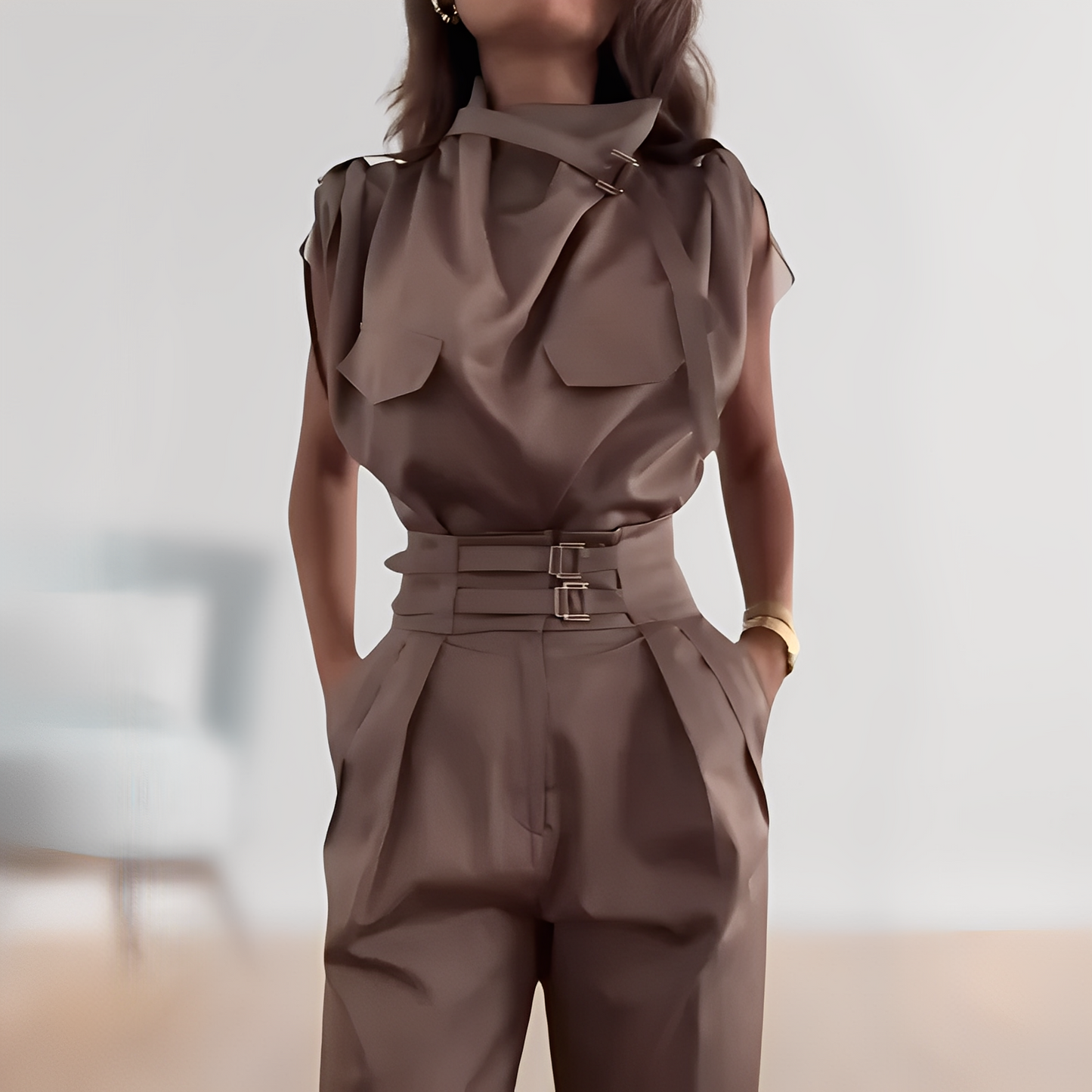 Leona – Jumpsuit chic sans manches