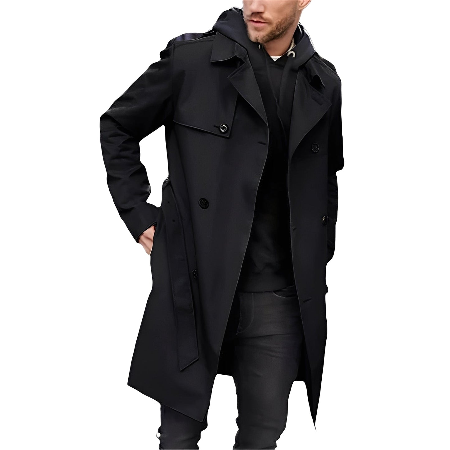 Jaycob - Long manteau double boutonnage multifonction pour homme