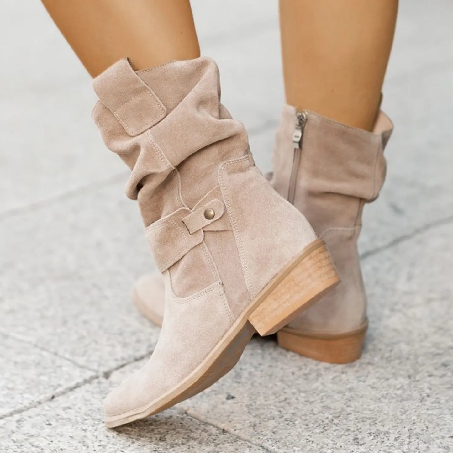 Elisa – Bottes ankle en daim | Chic & Confortables