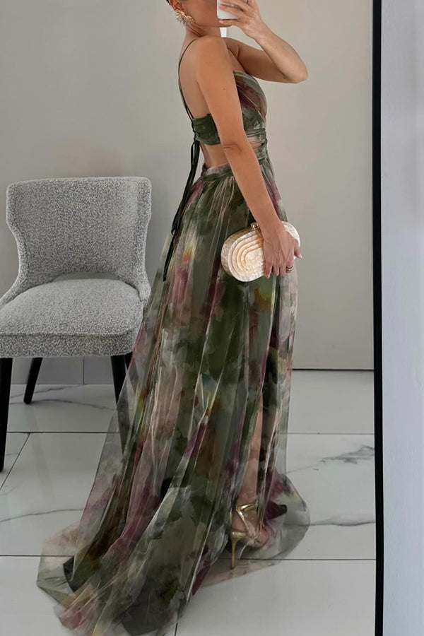Alina – Long dress with V-neckline for wedding guests