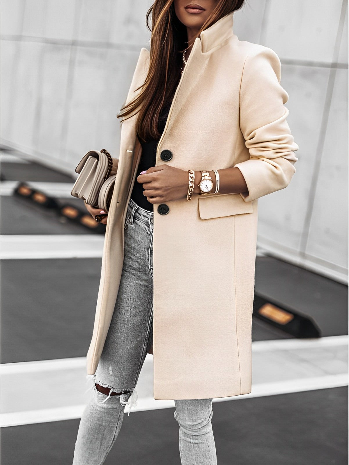 Simone – Manteau Classique Deux Boutons