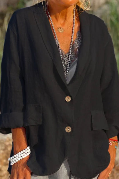 Jessica – Légère, veste en lin femme fermée par boutons