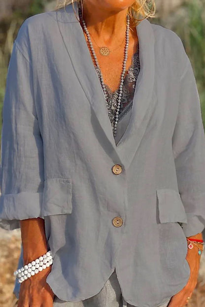 Jessica – Légère, veste en lin femme fermée par boutons