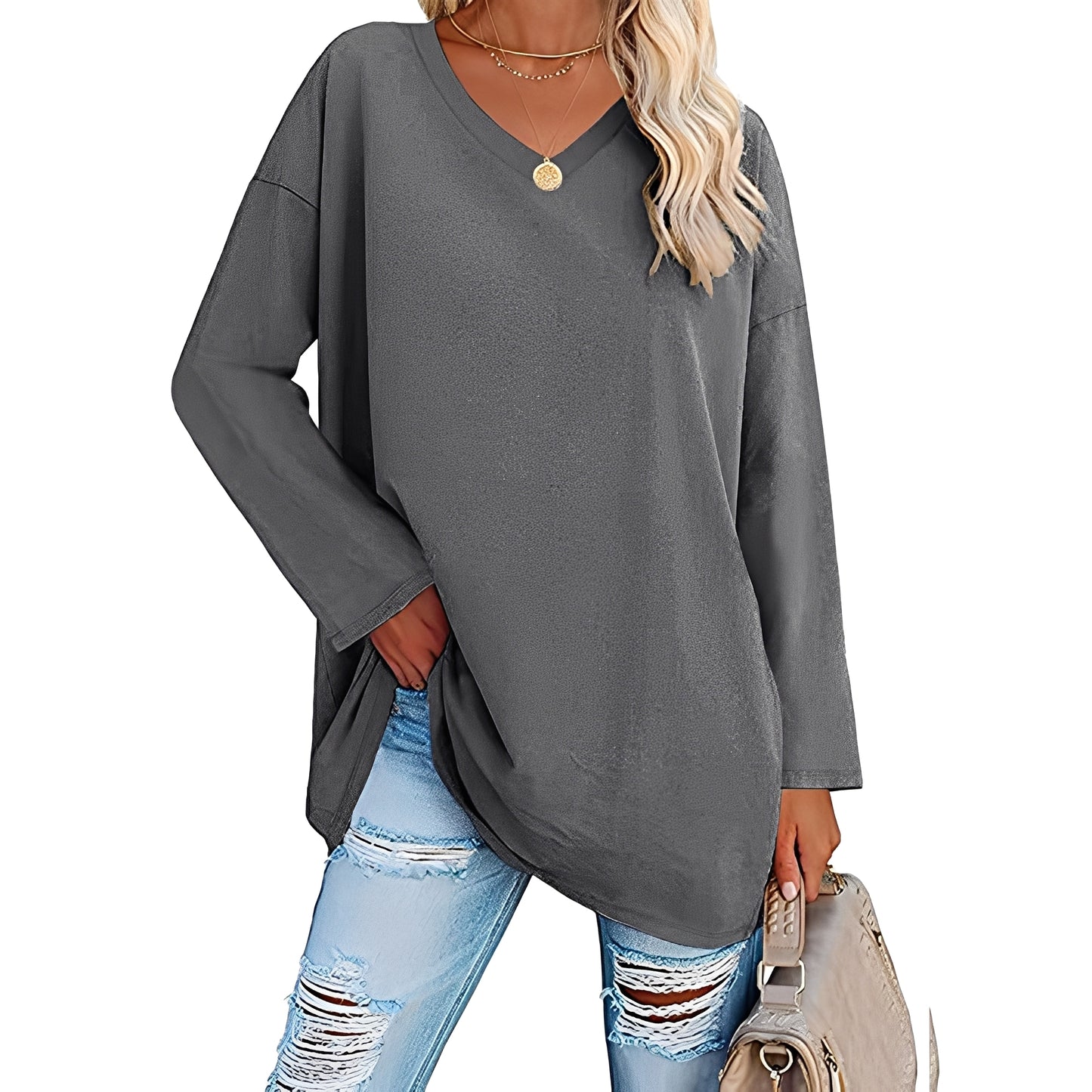 Laëtitia - Elegant loose long-sleeved blouse for women