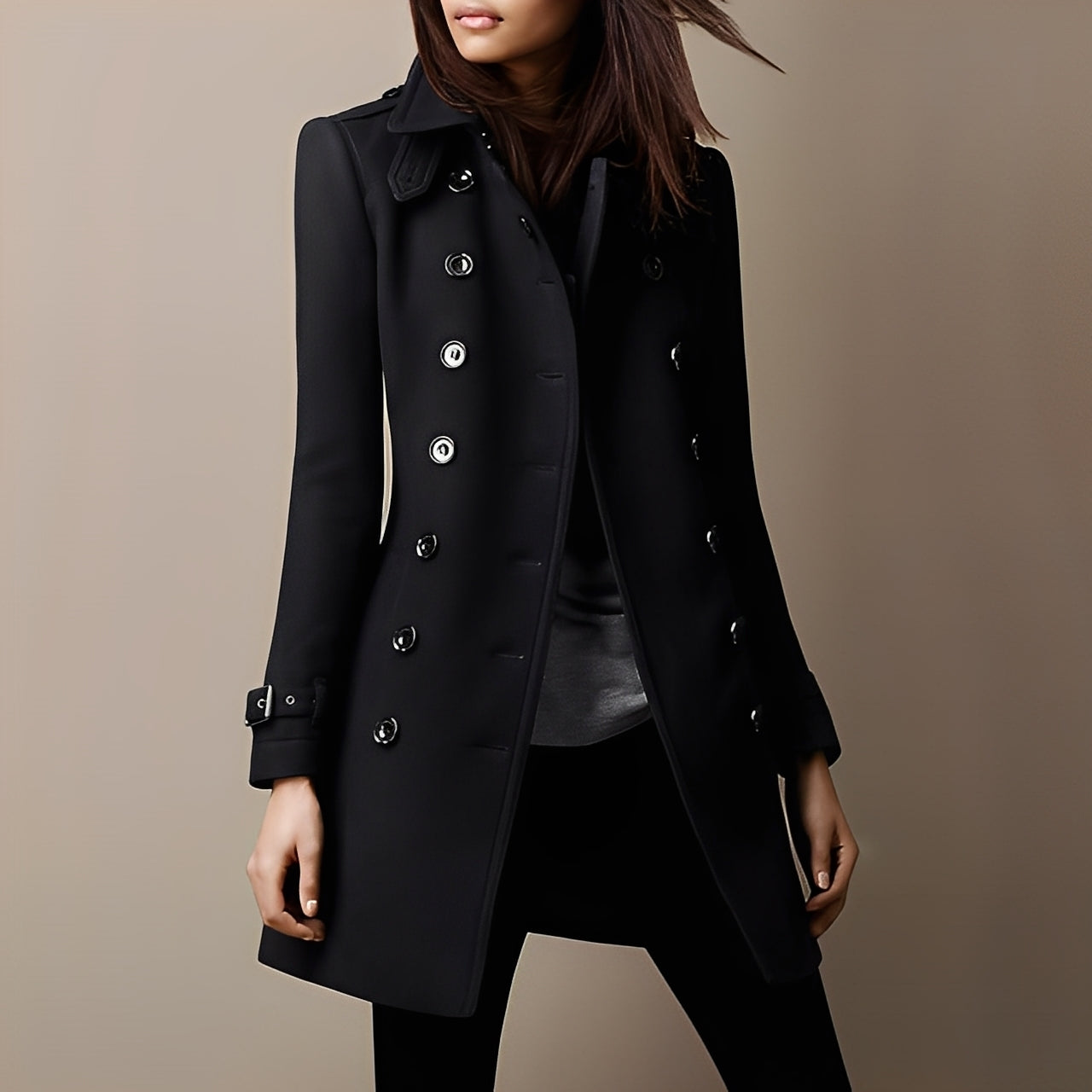 Aryana - Élégant manteau en laine à double boutonnage pour femme