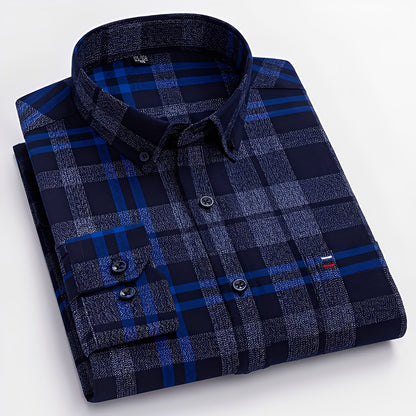 Nikolas - Chemise en coton à carreaux pour homme, style décontracté