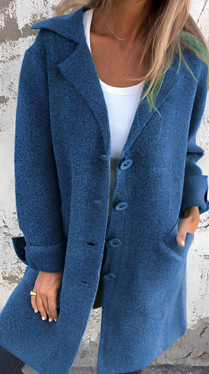 Meridith - Élégant manteau long à col à revers pour femmes