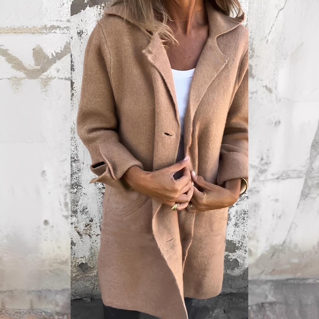 Odile - Long casual coat with lapels for women