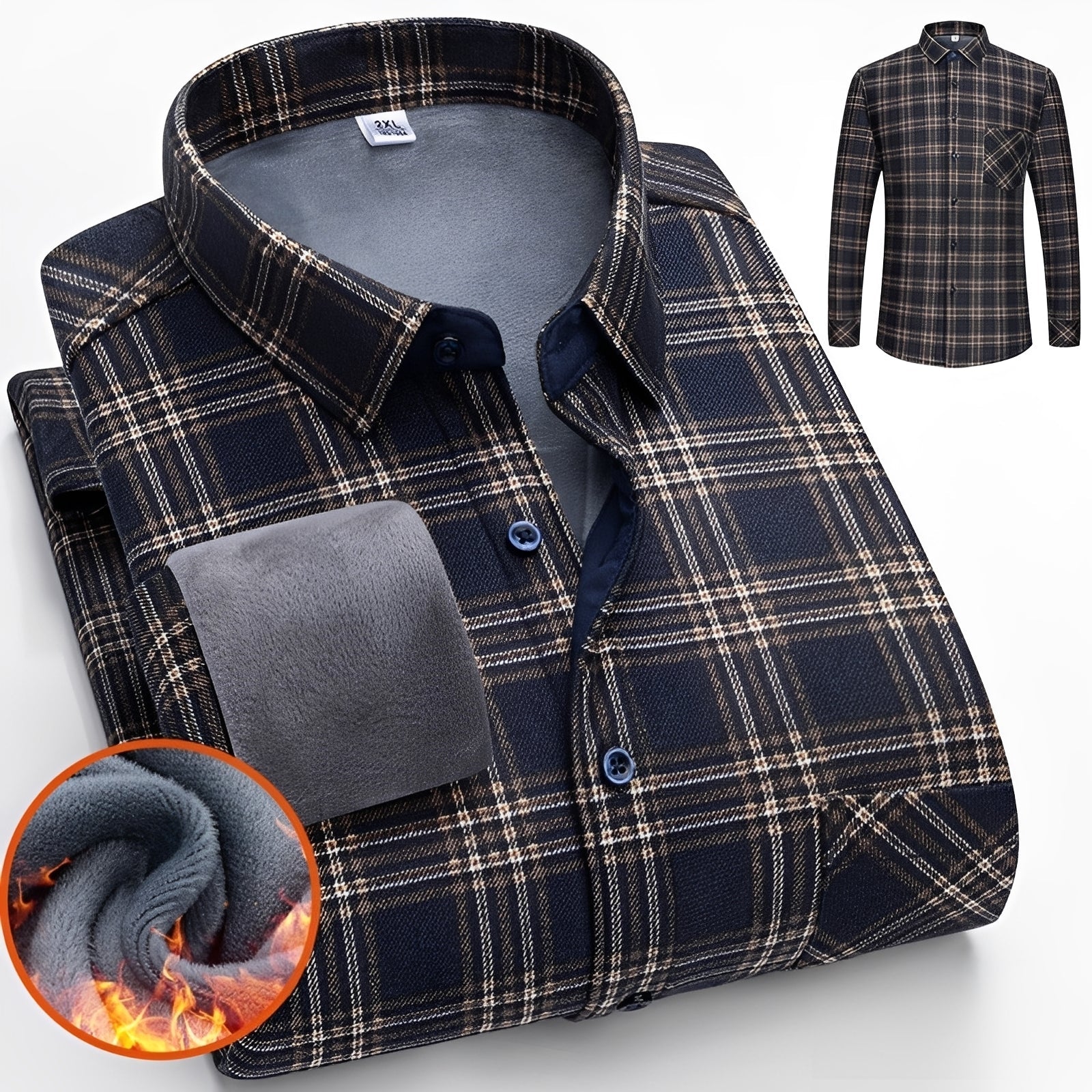 Anton - Élégante chemise à carreaux avec doublure polaire chaude pour hommes