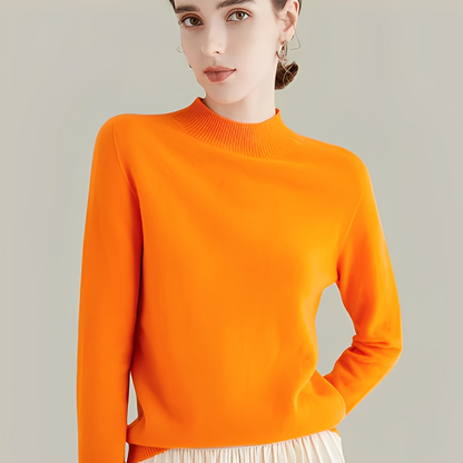 Martine - Slim-fitting wool sweaters with high collar for women