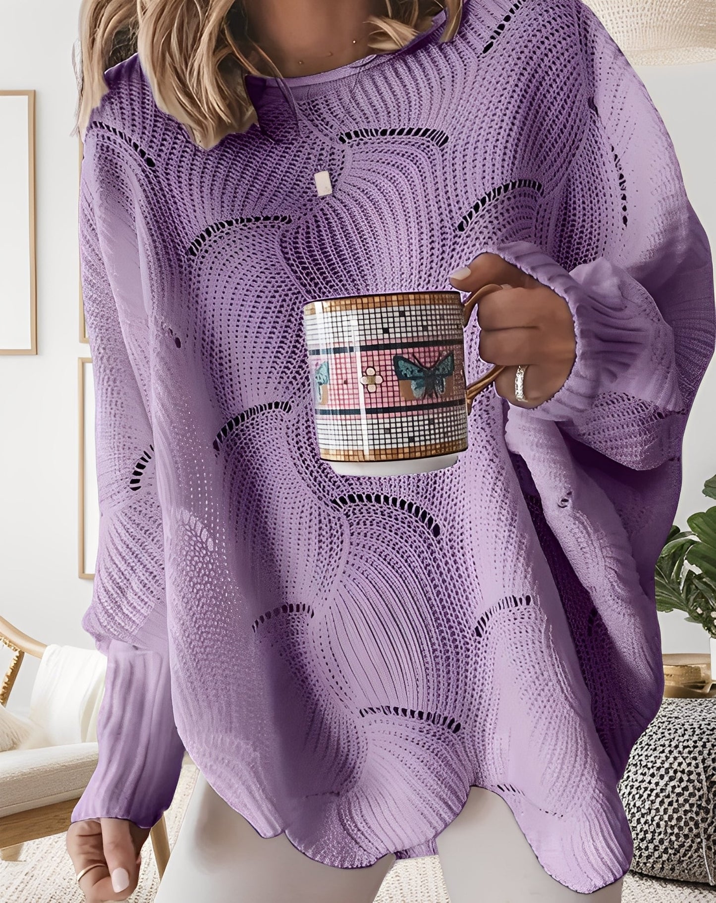 Kassandra - Pull chic pour femmes avec détails ajourés