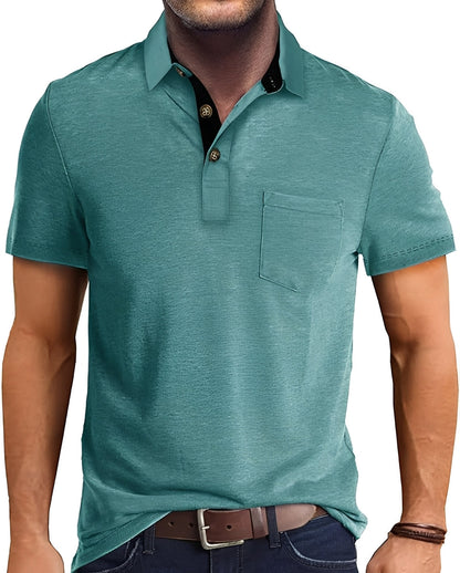 Luis - Comfortable shirt with folded collar for men