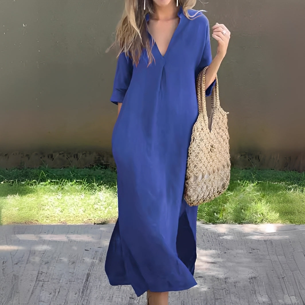 Lucie - Robe décontractée et ample avec col en V pour femmes