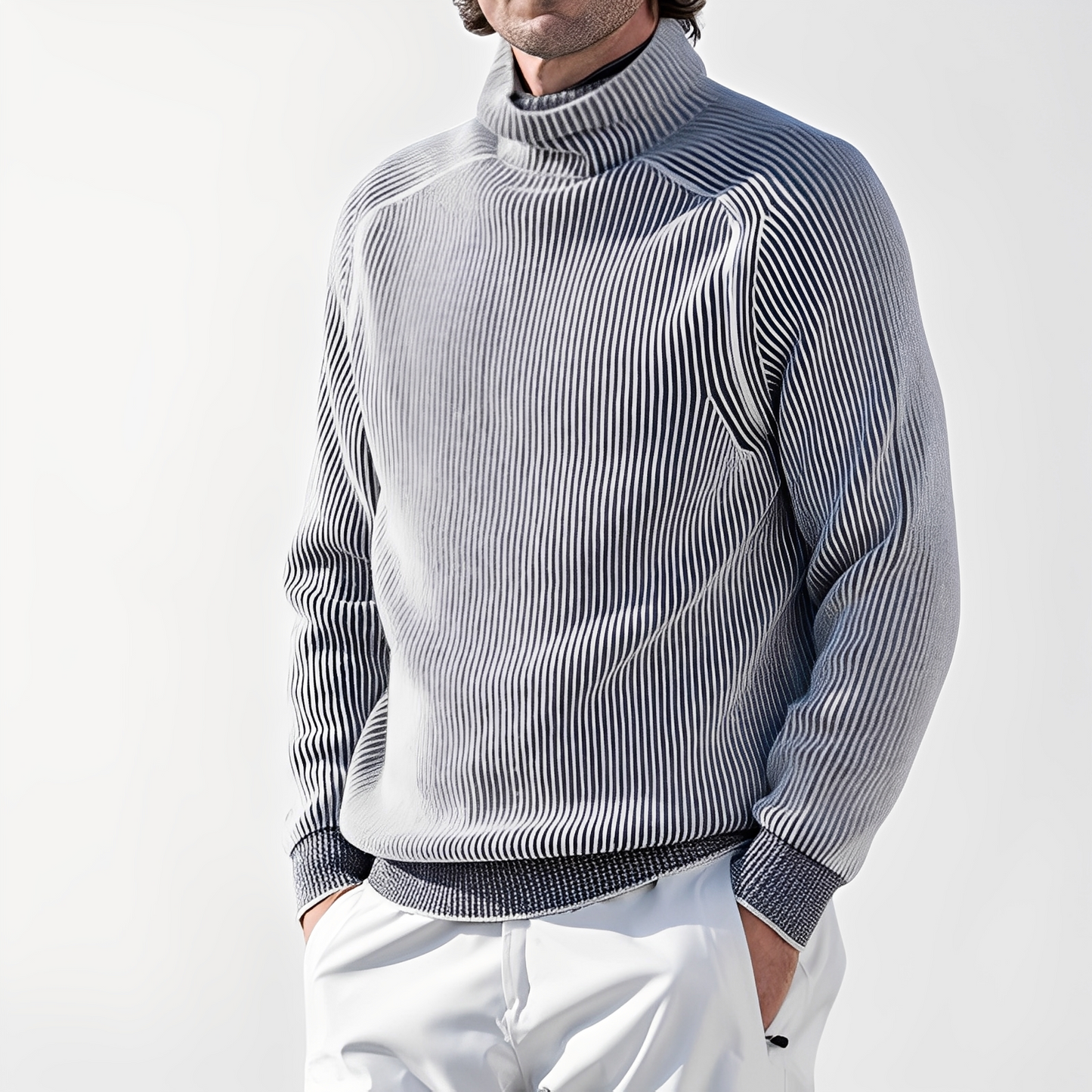 Jarrett - Pull pour homme en cachemire avec col haut, style relax