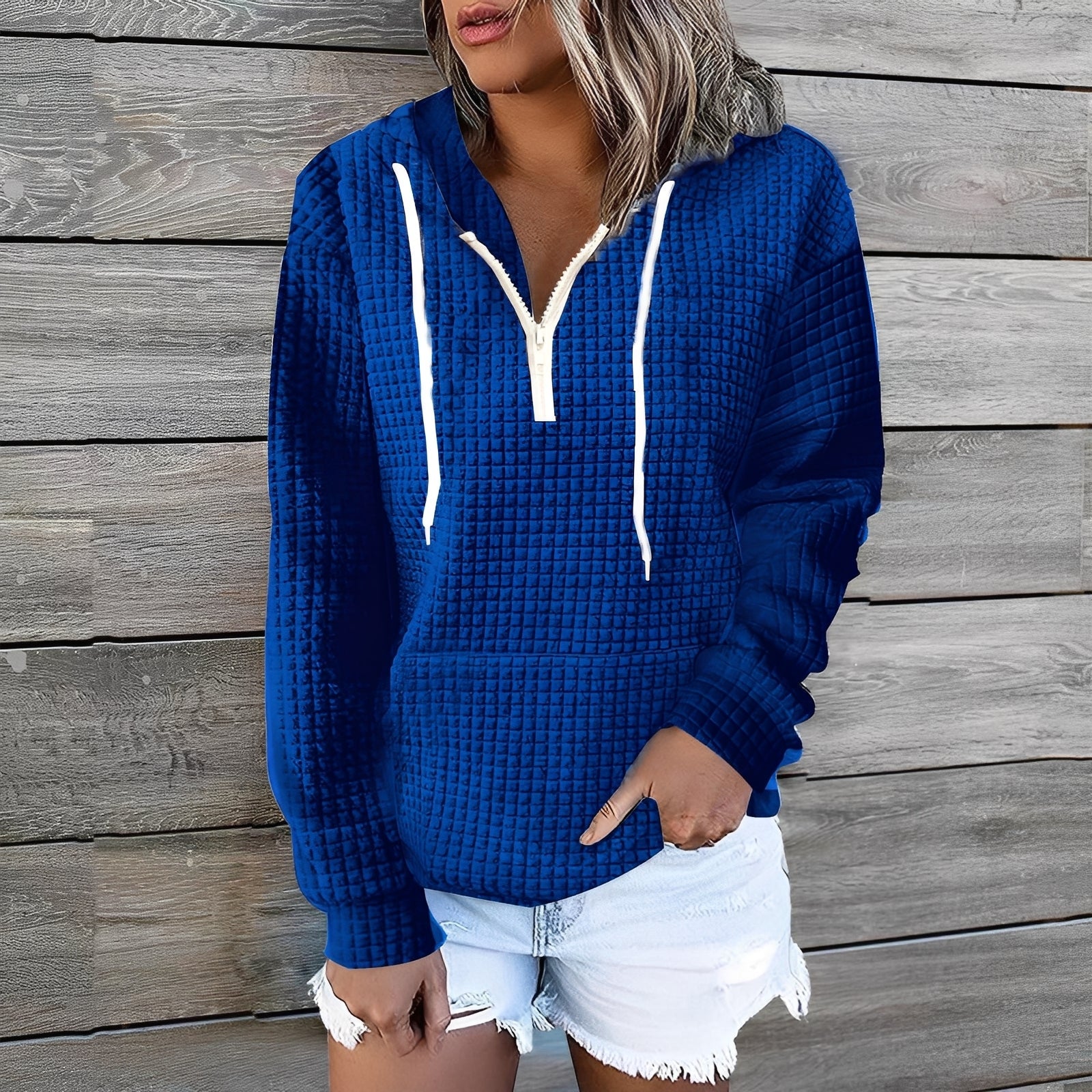 Amanda - Sweat à capuche élégant en gaufre pour femmes