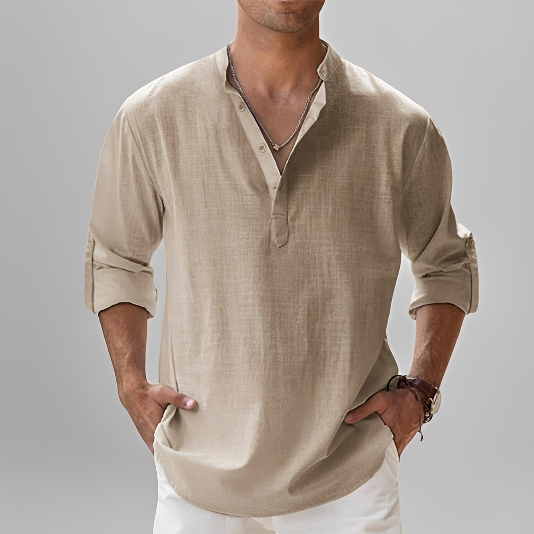 Ezriel - Bequemes Hemd mit halber Knopfleiste für Herren