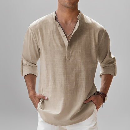 Ezriel - Bequemes Hemd mit halber Knopfleiste für Herren