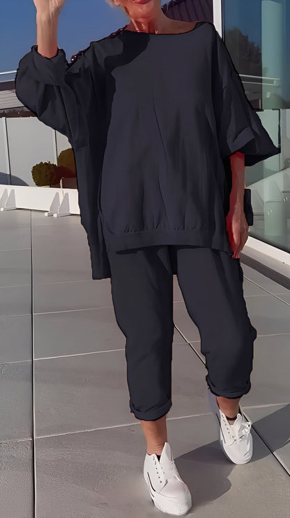Eleanore - Ensemble relax avec haut large et pantalon pour femmes