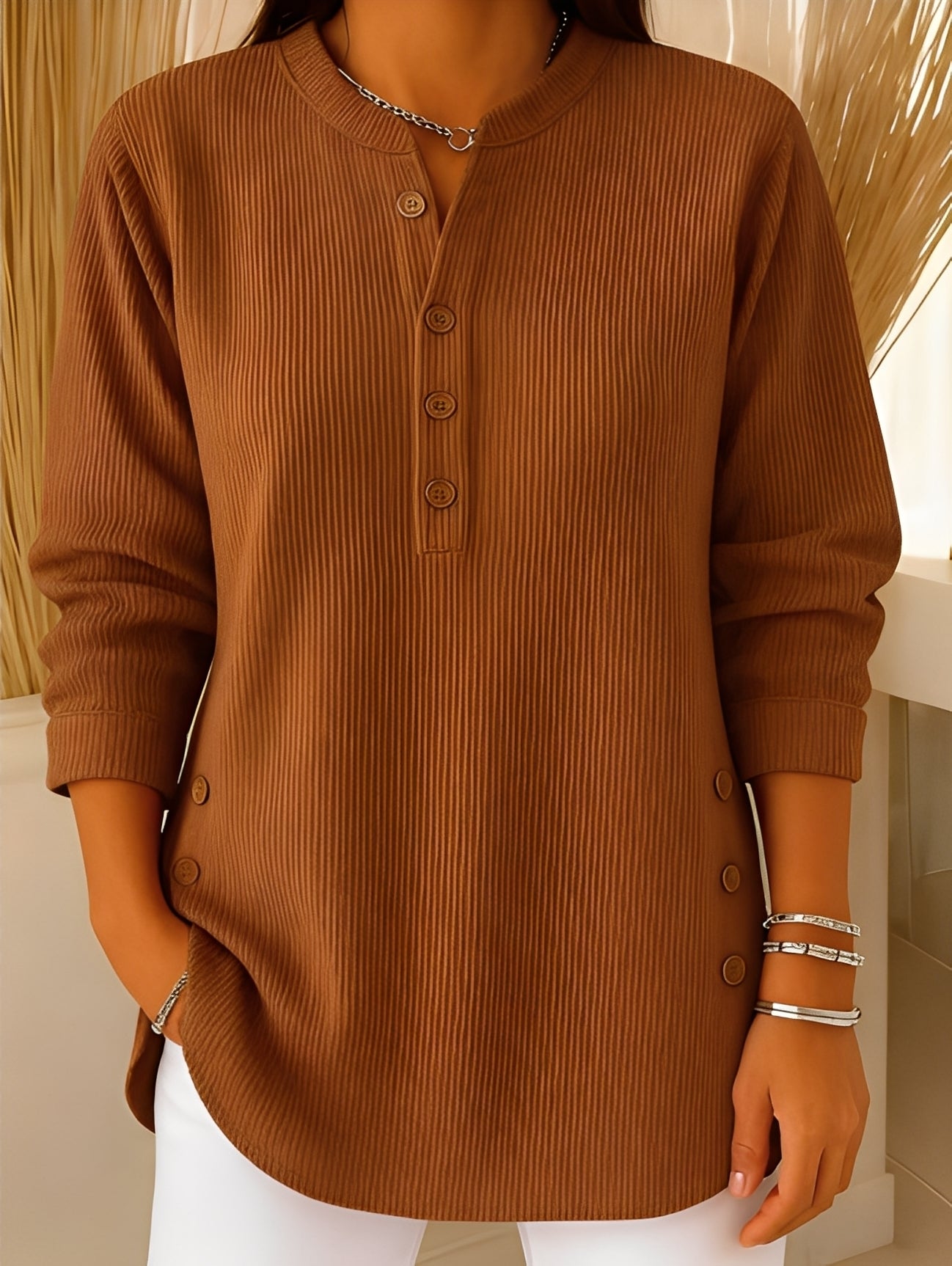Jocelyn - Casual knitted sweater with buttons for women