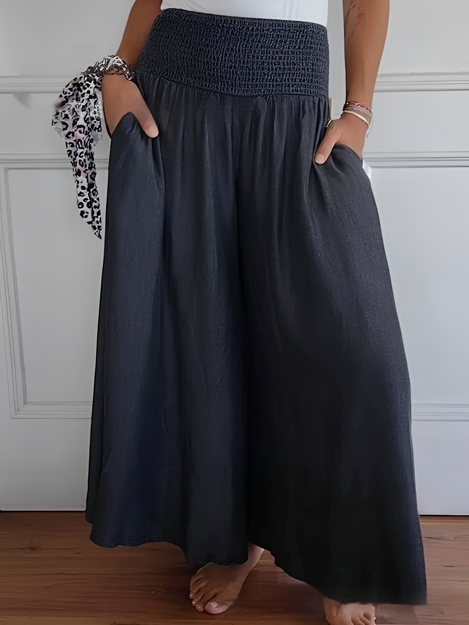 Halle - Pantalon décontracté à jambes larges avec poches pour femmes