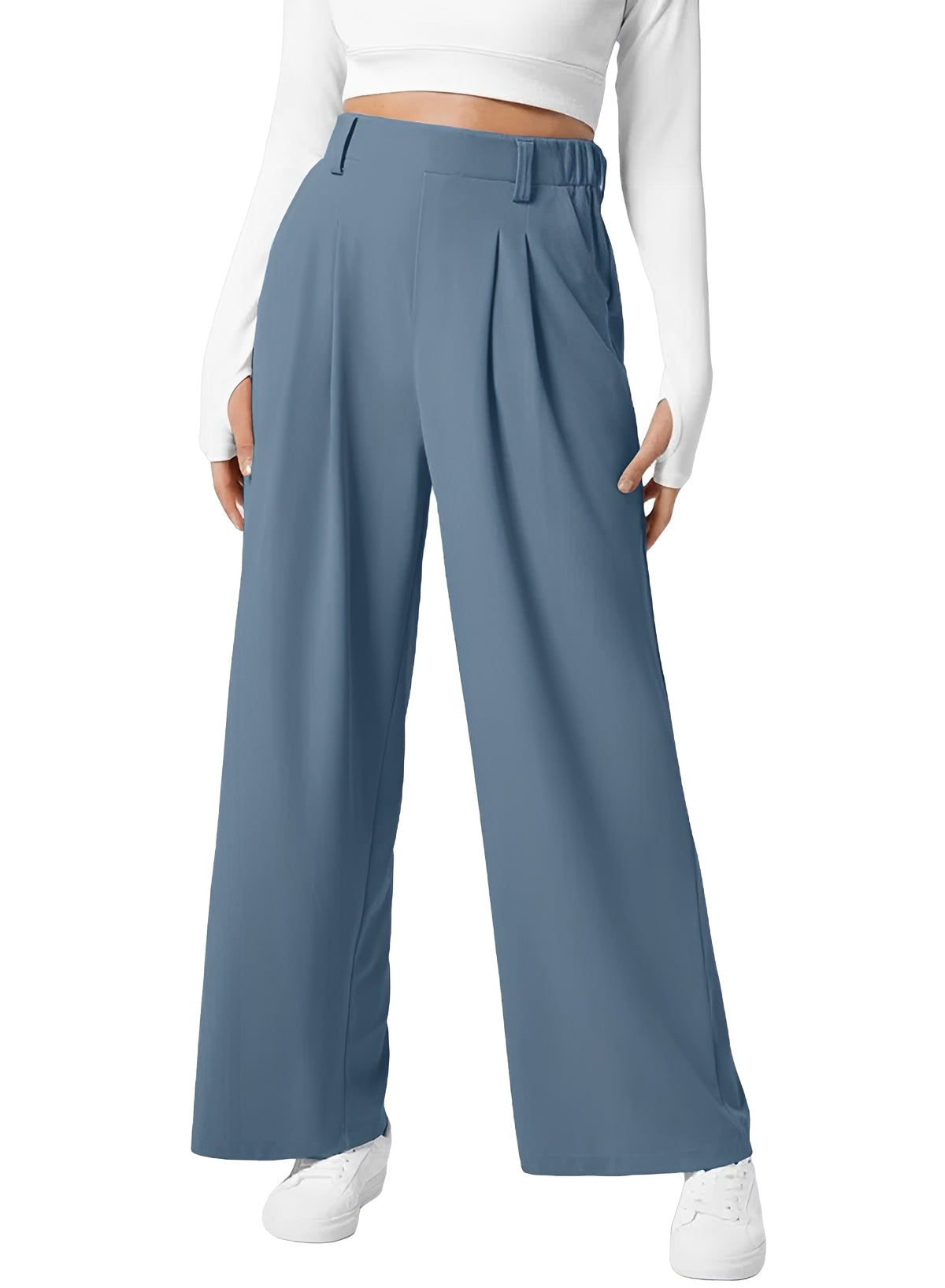 Kyla - Pantalon Taille Haute Élastique à Coupe Large