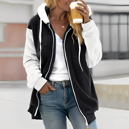 Rheanna - Doux manteau en polaire à capuche pour femmes