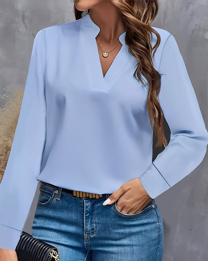 Shania - Elegant and loose blouse with V-neck for women