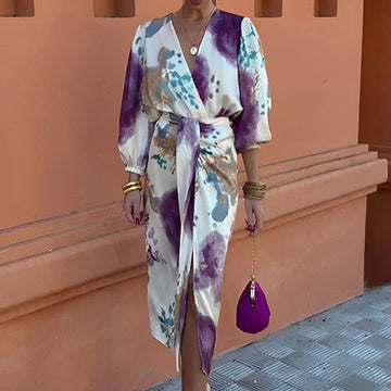 Sienna - Robe midi chic avec ouverture pour femmes